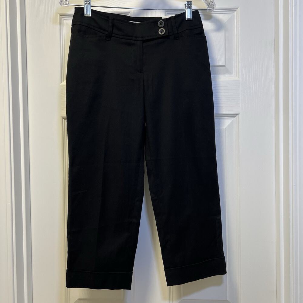 Ann Taylor Loft Julie cropped stretch pockets‎ black petite capri pant size O/P